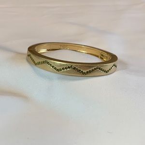 Lia Sophia Gold Stretch Bracelet with Green Stones